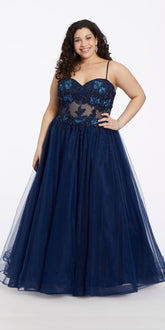 3D Flower Embroidered Corset Ballgown